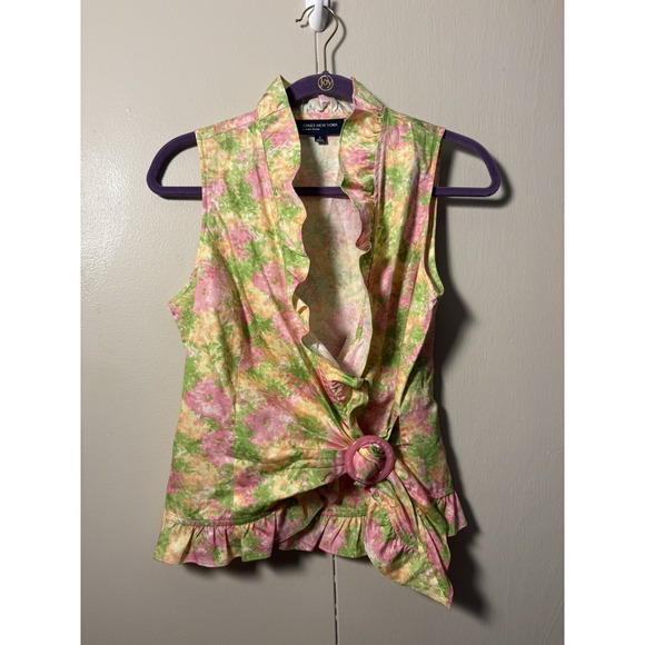 Jones New York Tops - Jones New York Y2K Floral Ruffle Top S Cottagecore Coquette Garden Party Western